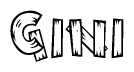 The clipart image shows the name Gini stylized to look as if it has been constructed out of wooden planks or logs. Each letter is designed to resemble pieces of wood.
