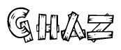 The clipart image shows the name Ghaz stylized to look like it is constructed out of separate wooden planks or boards, with each letter having wood grain and plank-like details.