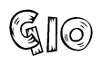 The image contains the name Gio written in a decorative, stylized font with a hand-drawn appearance. The lines are made up of what appears to be planks of wood, which are nailed together