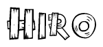 The clipart image shows the name Hiro stylized to look as if it has been constructed out of wooden planks or logs. Each letter is designed to resemble pieces of wood.