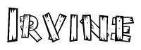 The clipart image shows the name Irvine stylized to look as if it has been constructed out of wooden planks or logs. Each letter is designed to resemble pieces of wood.