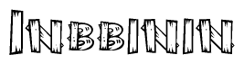 The clipart image shows the name Inbbinin stylized to look like it is constructed out of separate wooden planks or boards, with each letter having wood grain and plank-like details.