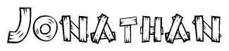 The clipart image shows the name Jonathan stylized to look like it is constructed out of separate wooden planks or boards, with each letter having wood grain and plank-like details.
