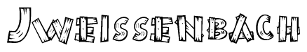 The clipart image shows the name Jweissenbach stylized to look like it is constructed out of separate wooden planks or boards, with each letter having wood grain and plank-like details.