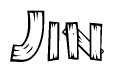 The clipart image shows the name Jin stylized to look like it is constructed out of separate wooden planks or boards, with each letter having wood grain and plank-like details.