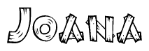 The clipart image shows the name Joana stylized to look like it is constructed out of separate wooden planks or boards, with each letter having wood grain and plank-like details.