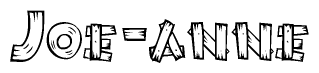 The clipart image shows the name Joe-anne stylized to look as if it has been constructed out of wooden planks or logs. Each letter is designed to resemble pieces of wood.