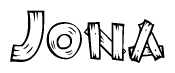 The clipart image shows the name Jona stylized to look like it is constructed out of separate wooden planks or boards, with each letter having wood grain and plank-like details.