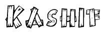 The clipart image shows the name Kashif stylized to look like it is constructed out of separate wooden planks or boards, with each letter having wood grain and plank-like details.