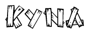 The clipart image shows the name Kyna stylized to look like it is constructed out of separate wooden planks or boards, with each letter having wood grain and plank-like details.