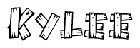 The image contains the name Kylee written in a decorative, stylized font with a hand-drawn appearance. The lines are made up of what appears to be planks of wood, which are nailed together