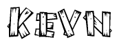 The clipart image shows the name Kevn stylized to look like it is constructed out of separate wooden planks or boards, with each letter having wood grain and plank-like details.