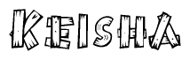 The clipart image shows the name Keisha stylized to look like it is constructed out of separate wooden planks or boards, with each letter having wood grain and plank-like details.