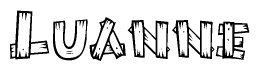 The clipart image shows the name Luanne stylized to look as if it has been constructed out of wooden planks or logs. Each letter is designed to resemble pieces of wood.