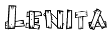 The image contains the name Lenita written in a decorative, stylized font with a hand-drawn appearance. The lines are made up of what appears to be planks of wood, which are nailed together