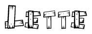 The clipart image shows the name Lette stylized to look like it is constructed out of separate wooden planks or boards, with each letter having wood grain and plank-like details.