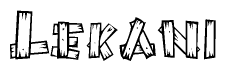 The image contains the name Lekani written in a decorative, stylized font with a hand-drawn appearance. The lines are made up of what appears to be planks of wood, which are nailed together