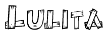 The clipart image shows the name Lulita stylized to look like it is constructed out of separate wooden planks or boards, with each letter having wood grain and plank-like details.