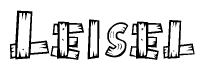 The clipart image shows the name Leisel stylized to look as if it has been constructed out of wooden planks or logs. Each letter is designed to resemble pieces of wood.