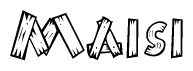 The clipart image shows the name Maisi stylized to look like it is constructed out of separate wooden planks or boards, with each letter having wood grain and plank-like details.