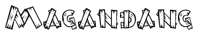The clipart image shows the name Magandang stylized to look like it is constructed out of separate wooden planks or boards, with each letter having wood grain and plank-like details.