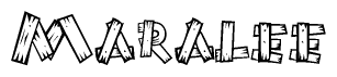 The image contains the name Maralee written in a decorative, stylized font with a hand-drawn appearance. The lines are made up of what appears to be planks of wood, which are nailed together