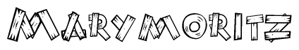The clipart image shows the name Marymoritz stylized to look as if it has been constructed out of wooden planks or logs. Each letter is designed to resemble pieces of wood.