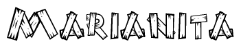 The clipart image shows the name Marianita stylized to look like it is constructed out of separate wooden planks or boards, with each letter having wood grain and plank-like details.