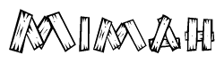 The image contains the name Mimah written in a decorative, stylized font with a hand-drawn appearance. The lines are made up of what appears to be planks of wood, which are nailed together