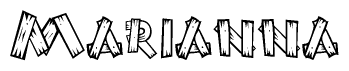 The clipart image shows the name Marianna stylized to look like it is constructed out of separate wooden planks or boards, with each letter having wood grain and plank-like details.
