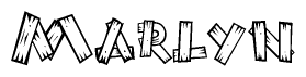 The clipart image shows the name Marlyn stylized to look like it is constructed out of separate wooden planks or boards, with each letter having wood grain and plank-like details.