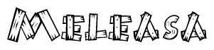 The clipart image shows the name Meleasa stylized to look like it is constructed out of separate wooden planks or boards, with each letter having wood grain and plank-like details.