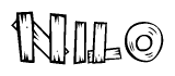 The clipart image shows the name Nilo stylized to look like it is constructed out of separate wooden planks or boards, with each letter having wood grain and plank-like details.
