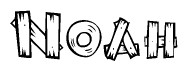 The clipart image shows the name Noah stylized to look like it is constructed out of separate wooden planks or boards, with each letter having wood grain and plank-like details.