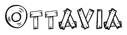 The image contains the name Ottavia written in a decorative, stylized font with a hand-drawn appearance. The lines are made up of what appears to be planks of wood, which are nailed together