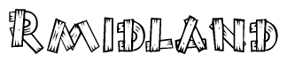 The clipart image shows the name Rmidland stylized to look like it is constructed out of separate wooden planks or boards, with each letter having wood grain and plank-like details.