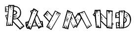 The clipart image shows the name Raymnd stylized to look like it is constructed out of separate wooden planks or boards, with each letter having wood grain and plank-like details.