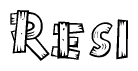   The clipart image shows the name Resi stylized to look like it is constructed out of separate wooden planks or boards, with each letter having wood grain and plank-like details. 