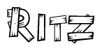 The clipart image shows the name Ritz stylized to look like it is constructed out of separate wooden planks or boards, with each letter having wood grain and plank-like details.