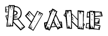 The clipart image shows the name Ryane stylized to look like it is constructed out of separate wooden planks or boards, with each letter having wood grain and plank-like details.