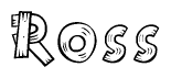 The clipart image shows the name Ross stylized to look like it is constructed out of separate wooden planks or boards, with each letter having wood grain and plank-like details.