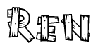The clipart image shows the name Ren stylized to look like it is constructed out of separate wooden planks or boards, with each letter having wood grain and plank-like details.