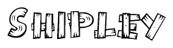 The image contains the name Shipley written in a decorative, stylized font with a hand-drawn appearance. The lines are made up of what appears to be planks of wood, which are nailed together