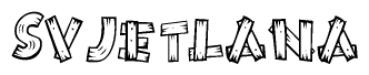The image contains the name Svjetlana written in a decorative, stylized font with a hand-drawn appearance. The lines are made up of what appears to be planks of wood, which are nailed together