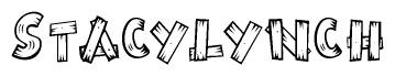 The image contains the name Stacylynch written in a decorative, stylized font with a hand-drawn appearance. The lines are made up of what appears to be planks of wood, which are nailed together