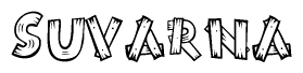The clipart image shows the name Suvarna stylized to look like it is constructed out of separate wooden planks or boards, with each letter having wood grain and plank-like details.