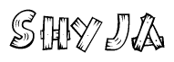 The clipart image shows the name Shyja stylized to look like it is constructed out of separate wooden planks or boards, with each letter having wood grain and plank-like details.