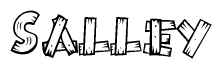 The clipart image shows the name Salley stylized to look like it is constructed out of separate wooden planks or boards, with each letter having wood grain and plank-like details.