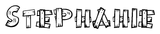 The clipart image shows the name Stephahie stylized to look like it is constructed out of separate wooden planks or boards, with each letter having wood grain and plank-like details.