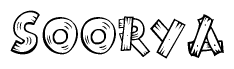 The clipart image shows the name Soorya stylized to look like it is constructed out of separate wooden planks or boards, with each letter having wood grain and plank-like details.